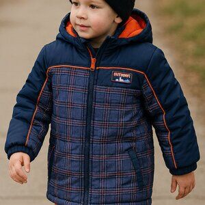 Xtreme Plaid Down Alternative Hooded Fleece Lined Puffer Jacket Size 5